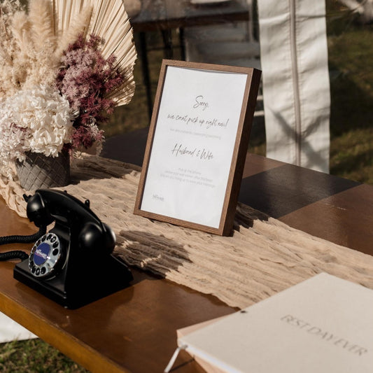 black rotary dial up  audio guestbook. Perfect for weddings and special events. Receive heartfelt and hilarious messages for your guests. Guests pick up the phone, listen to your personalised greeting then leave you a message after the beep on our vintage, retro, antique phones. 9